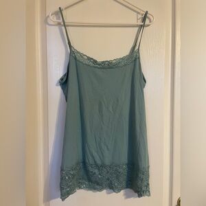 LOFT‎ Y2K Lace Trim Tank Top XL Cottage  Basic Layer Coquette Fairy Whimsy Cami